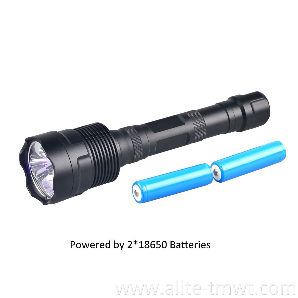 High Power 30watt Rechargeable 365nm 395nm UV LED Flashlight Heavy Duty Black Material UV Light